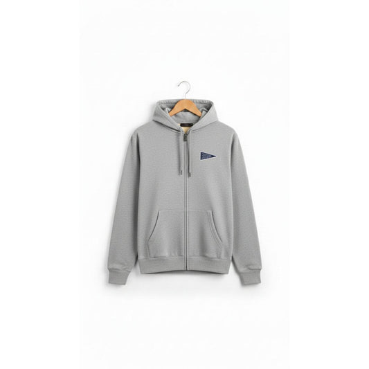 Casual Full-Zip Hoodie in Soft Grey