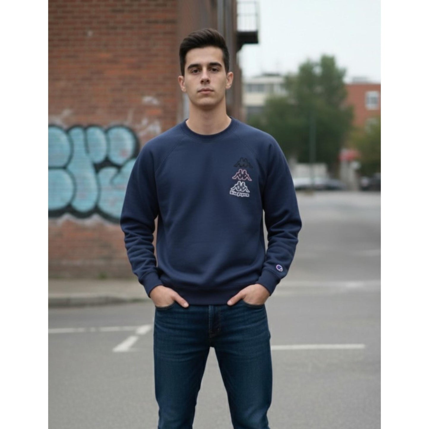 Smooth febric full sleeve sweatshirt Blue